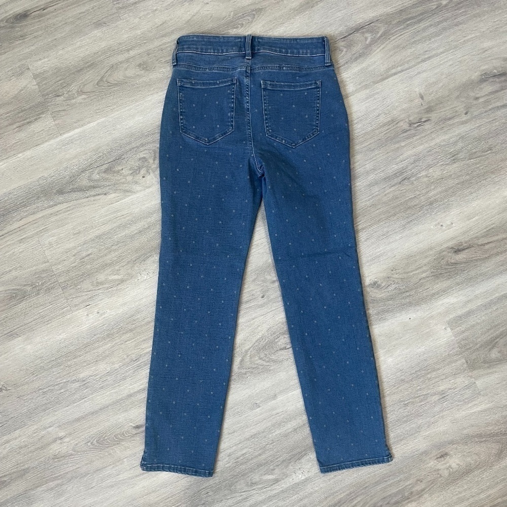 NYDJ Curves 360 Polka Dot Blue Straight Ankle Jeans - Picture 6 of 8